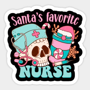 Santa's Favorite Nurse Xmas Funny Cute Skeleton Sticker